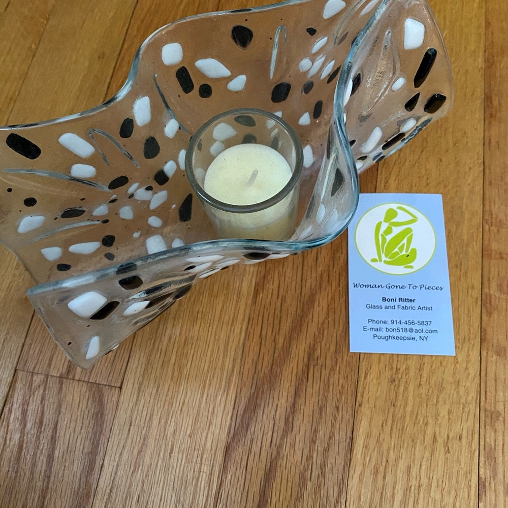 Original art glass candle holder